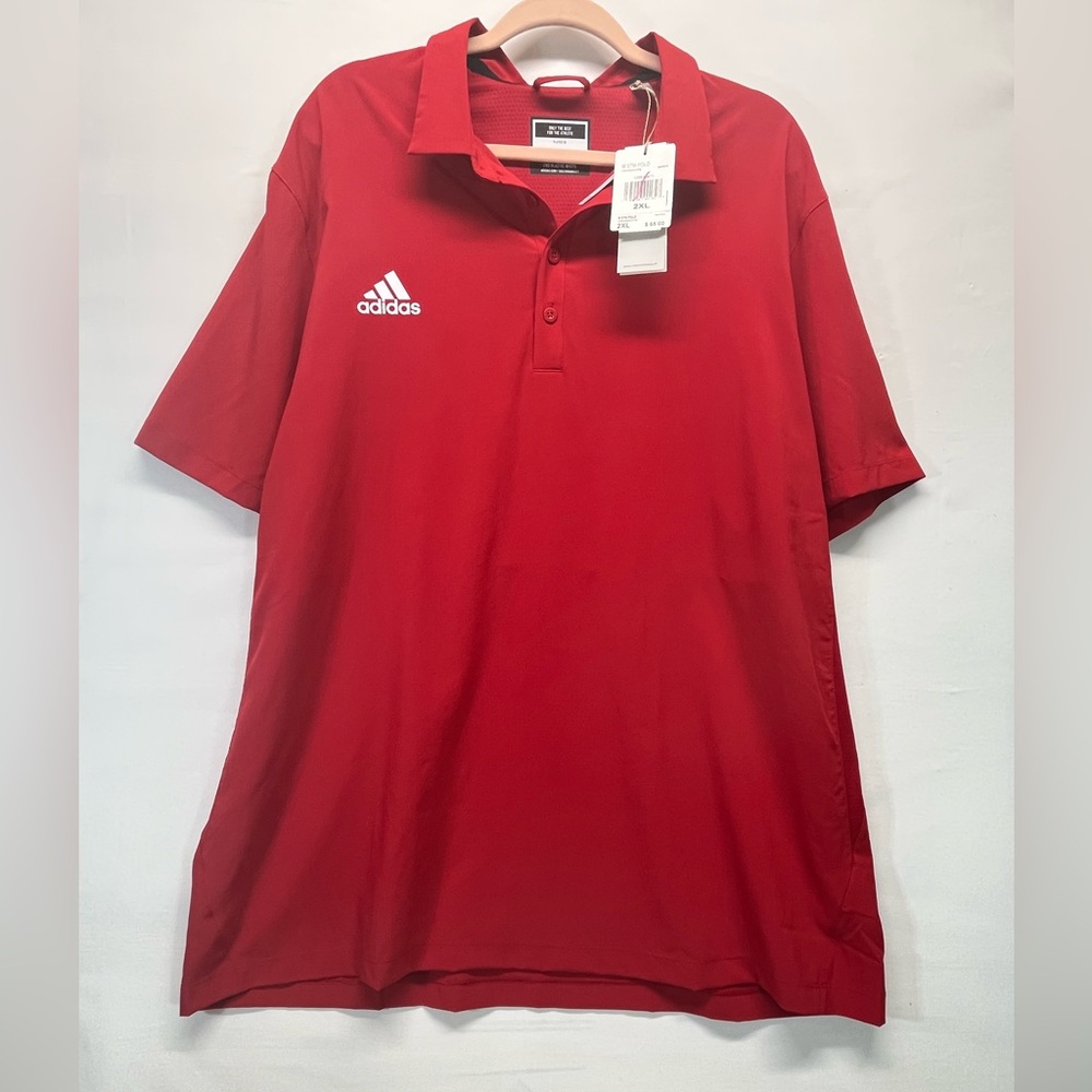 Adidas STM Golf Polo Shirt Lightweight 100% Polyester Mens 2XL RED NEW